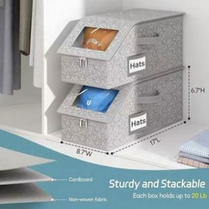 Hua Cheng Foldable <b>Hat</b> Storage Box Oxford Cloth Durable Bedroom Organizer Space Saving With Label Window - Product Image 3