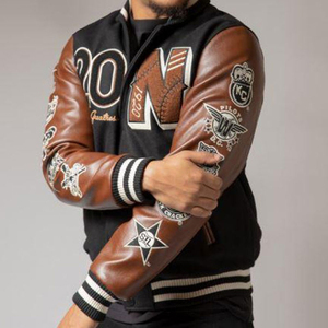 2024 personnalisé hommes grande taille Letterman veste laine corps en cuir manches Varsity Bomber veste Logo OEM en gros hiver - Product Image 4