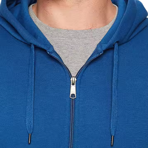 Sweat à capuche unisexe personnalisé OEM bleu avec fermeture éclair, en coton molletonné épais, séchage rapide, respirant, pour l'hiver, streetwear, avec logo - Product Image 4
