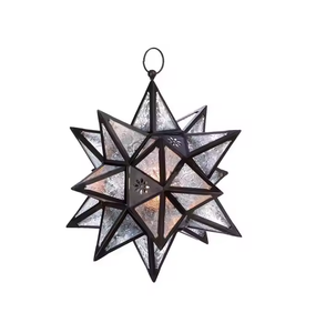 iron <b>Moroccan</b> hanging lantern with traditional pierced patterns for exotic and dreamy candlelight by <b>decor</b> impex - Product Image 4