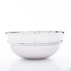 Cuenco de decoración de acento único hecho a mano Nuevo diseño Aluminio pulido con cuenco de servicio de vidrio metálico Características Superposición de tallo - Product Image 3