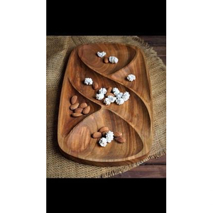 Handmade 100% Solid Wood Modern Floral Lightweight <b>2</b>-Piece Serving Trays Luxury Rectangle Shaped Design Exported <b>for</b> Sale - Product Image 1