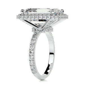 SHREYA DIAM 8 Carat <b>Emerald</b> Cut Moissanite Double Halo <b>Ring</b> 925 <b>Silver</b> Gold Plated Pave Setting Women's Engagement Band Luxury - Product Image 3