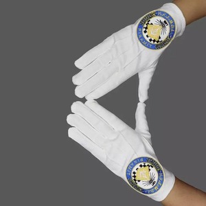 Gants maçonniques en coton de bonne qualité Gants maçonniques en coton brodés en coton personnalisés - Product Image 2