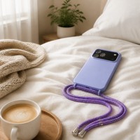 Coque de téléphone en silicone mat avec cordon intégré pour iPhone 17 Series, antichoc et anti-traces de doigts