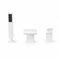 Robinet de baignoire moderne et minimaliste blanc, en cuivre électroplaqué, avec cartouche céramique, cascade, trois trous, montage sur pont