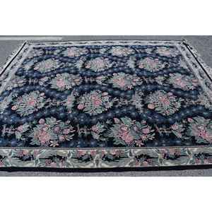 Alfombra Turca Extra Grande de 8.2x9.8 pies, Alfombra de Lana Azul Rosa con Camuflaje Vintage - Product Image 3