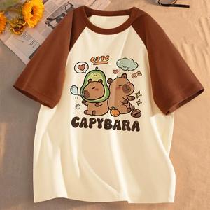Camiseta Gráfica de Verano de Manga Corta para Adolescentes, Linda Camiseta de Capibara, Estilo Urbano, Tie Dye, Fibra de Bambú Ecológica de Secado Rápido - Product Image 1