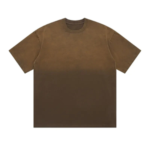 T-shirt 100% coton dégradé de luxe pour hommes sur mesure Blanc Acid Wash Streetwear de haute qualité décontracté Style vieilli - Product Image 3