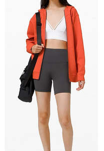 Sweat à capuche zippé en coton Offre Spéciale vierge surdimensionné à manches longues pour femmes - Product Image 6