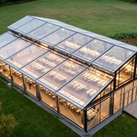 Tente de réception de luxe pour événements, en aluminium noir professionnel, en PVC, avec un grand atrium transparent pour les événements
