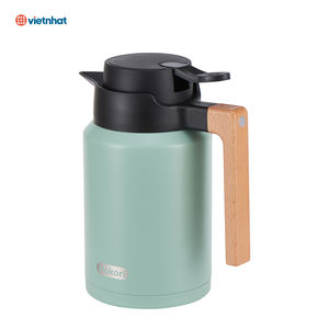 Bouteille isotherme en acier inoxydable Hokori 1500 ml avec poignée en bois et couvercle anti-fuite à bouton-poussoir - Product Image 2