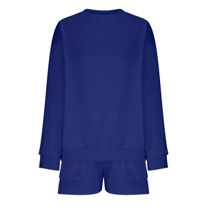 OEM personalizado deporte sudadera pantalones cortos de las mujeres de manga larga con cuello en V de calidad superior sudadera conjunto de ropa de invierno de las mujeres - Product Image 4