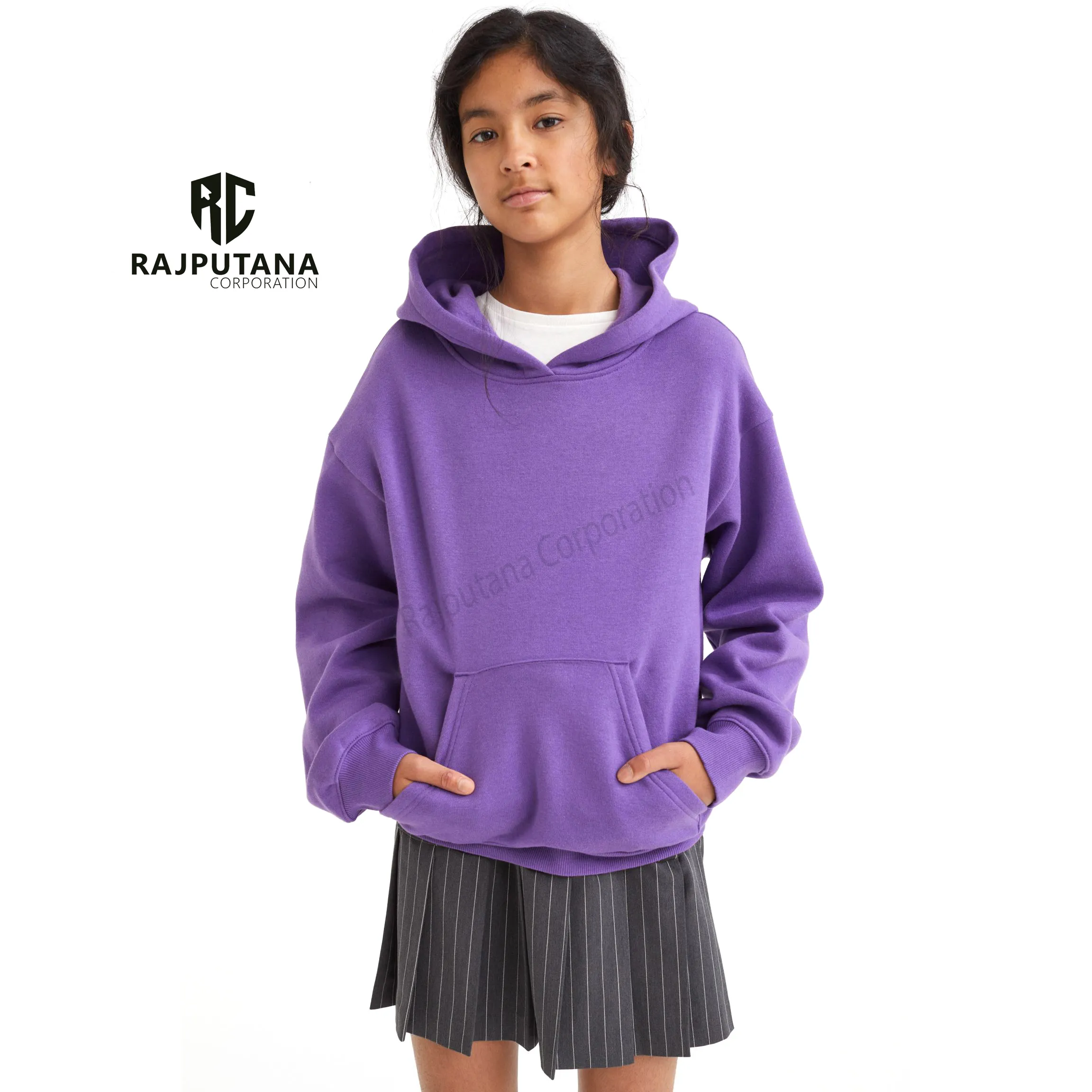 Pull à capuche d'hiver surdimensionné pour enfants et filles/Pull à capuche uni à manches longues de haute qualité Logo personnalisé pour tout-petits