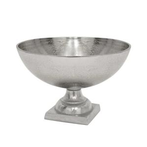 Bol sur pied en aluminium fait main avec finition argentée polie et base carrée, décoration de table pour les mariages, les fêtes, les fruits, les collations - Product Image 1