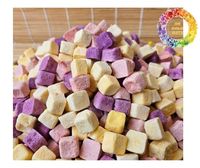 Hoge Kwaliteit Knapperig Gemengd Fruit Zoete Knapperige Gedroogde Yoghurt Kubus Snacks Aardbei Bosbessen Gevriesdroogde Yoghurt Groothandel