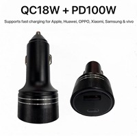 Chargeur de voiture double port OEM, USB-C 100W + USB-A 18W PD, adaptateur allume-cigare à charge rapide pour téléphones mobiles