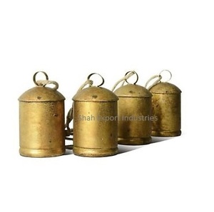 Campanas de vaca de Metal de nuevo estilo, cuerda de yute de Color dorado antiguo, campanas colgantes, campana de vaca de la suerte, decoración navideña, artesanías - Product Image 1