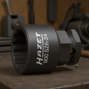 Hazet 1/2'' Short Square <b>12</b>-<b>Point</b> <b>Socket</b> with Traction Profile and Borehole - Product Image 3