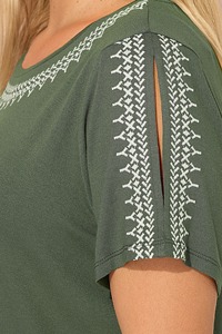 T-shirt pur brodé de haute qualité pour femmes de taille plus Style décontracté de marque en gros Ropa De Damas vendeurs de vêtements vêtements - Product Image 3