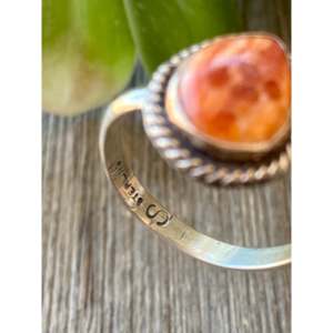 Anillo Ajustable Hecho a Mano por Navajos, Talla Única, con Diseño de Espina de Ostra, Engaste de Plata de Ley, Piedras Preciosas Naturales en Forma de Mano, Regalo - Product Image 5