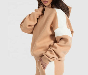 Vente en gros Street Wear personnalisé Sweats à capuche 100% coton de haute qualité à épaules tombantes avec contraste de blocs de couleurs pour femmes - Product Image 4