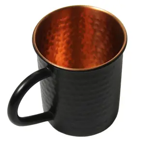 MULE DE MOSCOU EN CUIVRE MARTELÉ TASSE 16 OZ À L'EXTÉRIEUR NOIR MAT À L'INTÉRIEUR EN CUIVRE POUR BOISSONS FROIDES