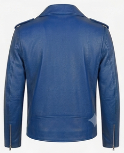 Genuine cowhide biker jacket <b>Slim</b> fit motorcycle outerwear Asymmetric zip <b>belted</b> coat Custom colors leather jacket - Product Image 2