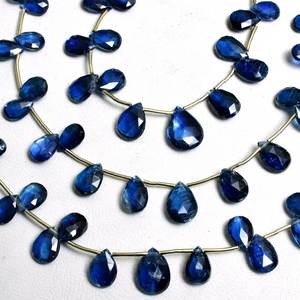 Cuentas de piedras preciosas sueltas con forma de pera facetada de cianita azul Natural para hebra de fabricación de joyas DIY - Product Image 2