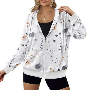 Casual manga larga cremallera primavera Otoño Invierno 3D estampado sudaderas con capucha moda sudaderas con bolsillo para mujeres ecológicas - Product Image 1