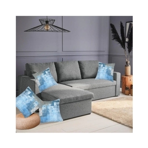 Lot de 4 housses de coussin effet velours doux 45x45 cm bleu gris style abstrait moderne taies d'oreiller décoratives - Product Image 6