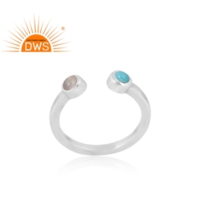 Best Selling Fine 925 Sterling Silver Natural Arizona Turquoise & White <b>Moon</b> Stone Gemstone <b>Ring</b> Custom Jewelry Manufacturer - Product Image 1