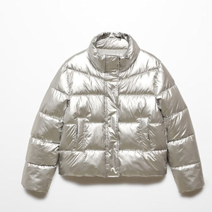 Vente en gros de vestes matelassées en tricot métallisé brillant pour l'hiver, col montant, 100% nylon imperméable, personnalisable pour femmes - Product Image 5