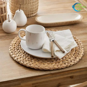 Artisan <b>WOVEN</b> WATER HYACINTH <b>PLACEMATS</b> COASTERS Enhance Your Dining Experience with Handcrafted Natural Table Decor - Product Image 4