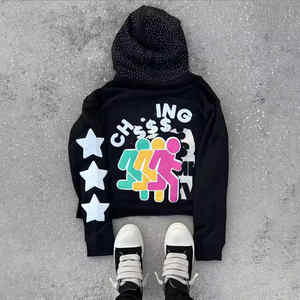 100% coton hommes surdimensionné ourlet brut sweat à capuche court avec pour bouffée personnalisé poids lourd Boxy pull hiver solide français éponge - Product Image 6