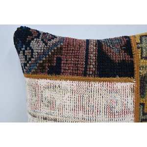 Coussin Kantha en laine multicolore patchwork 16x16 pouces, motif vintage tissé, écologique, antidérapant, amovible - Product Image 2