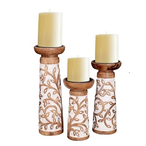 Royal Design Wooden Natural Acacia Wood Color <b>Candlestick</b> <b>Holder</b> Handmade Wooden Polished Candle Stand or Candle <b>Holder</b> - Product Image 1