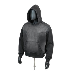 Men's Winter Oversized Front Pullover Hoodie 100% Cotton Fleece Eco-Friendly Breathable Windproof Casual Solid Color Plain Dyed - Product Image 1