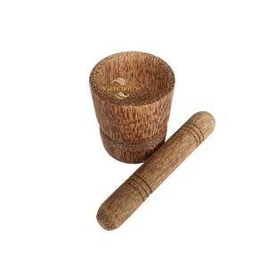 Juego de Mortero y Pilón de Madera de Coco Rústico para Cocina Tradicional y Preparación de Alimentos - Product Image 2