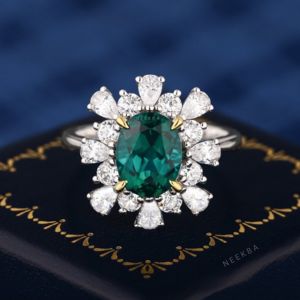 2.5 carat 7*9mm taille ovale laboratoire cultivé émeraude 925 bague en argent Sterling pour les femmes forme ovale bague émeraude à la main bague en argent - Product Image 1