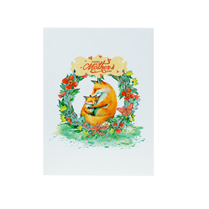 Artisanat 3D Fox Mother and Cub Pop-up card Salutation sincère pour maman Design unique prix raisonnable - Product Image 1