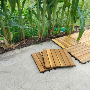 Azulejo de cubierta de enclavamiento cuadrado antideslizante impermeable de madera de acacia 30x30cm Patio exterior balcón Fácil instalación certificado CE - Product Image 5