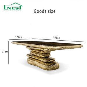 Mesa de Comedor <span class=keywords><strong>Stonehenge</strong></span> de Diseño Moderno y Lujoso, Mueble de Arte Coleccionable Clásico Dorado Metálico para Villa u Hotel - Product Image 5