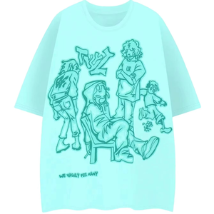 เสื้อยืดผ้าฝ้ายพิมพ์ลายสำหรับผู้ชายเสื้อผ้าแนวสตรีทแวร์ไหล่ตกพร้อมแขนสั้นผ้าฝ้าย100% พิมพ์แบบกำหนดเอง - Product Image 3