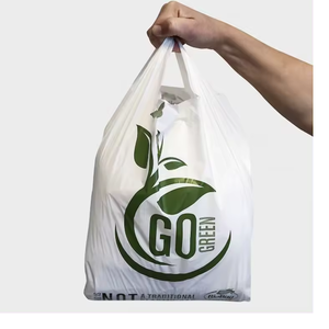 Bolsa de compras con fuelle lateral biodegradable con impresión personalizada de huecograbado con asa de sellado térmico para uso en supermercados - Product Image 3