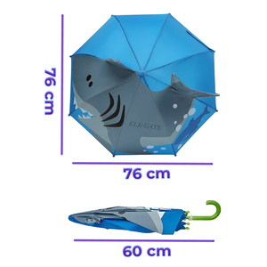Ombrello a Forma di Squalo Kawaii in Poliestere 190t, Apertura Automatica, Semi-Automatico, Alette Espandibili, 8 Stecche, Design Cartoon, Logo Personalizzabile - Product Image 3