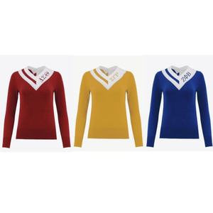 Suéter Personalizado con Cuello en V de Greek Life, Color Rosa con Rayas Blancas |   Ropa de Punto Personalizada para Hermandades y Fraternidades - Product Image 6