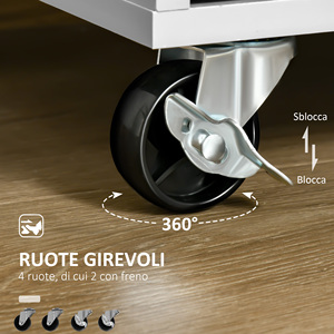 HOMCOM-Carrito de cocina multiusos de madera con 2 cajones, armario y 4 ruedas, 104x46x91cm, gris - Product Image 5