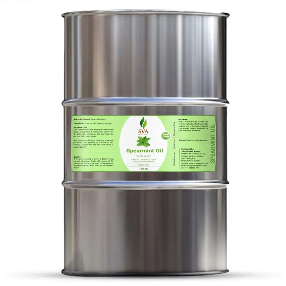 SVA Organicsによる100% ナチュラルで高品質のフレッシュスピアミントエッセンシャルオイル