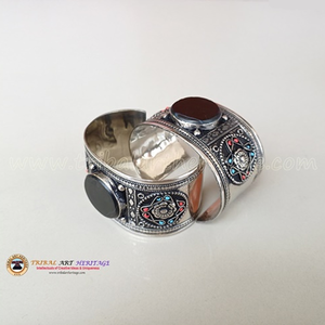 สินค้าขายดีกำไลข้อมือเงินสไตล์เยอรมันเครื่องประดับทำมือสำหรับผู้หญิงคอลเลกชันเทศกาลโบโฮตัวหนา - Product Image 3